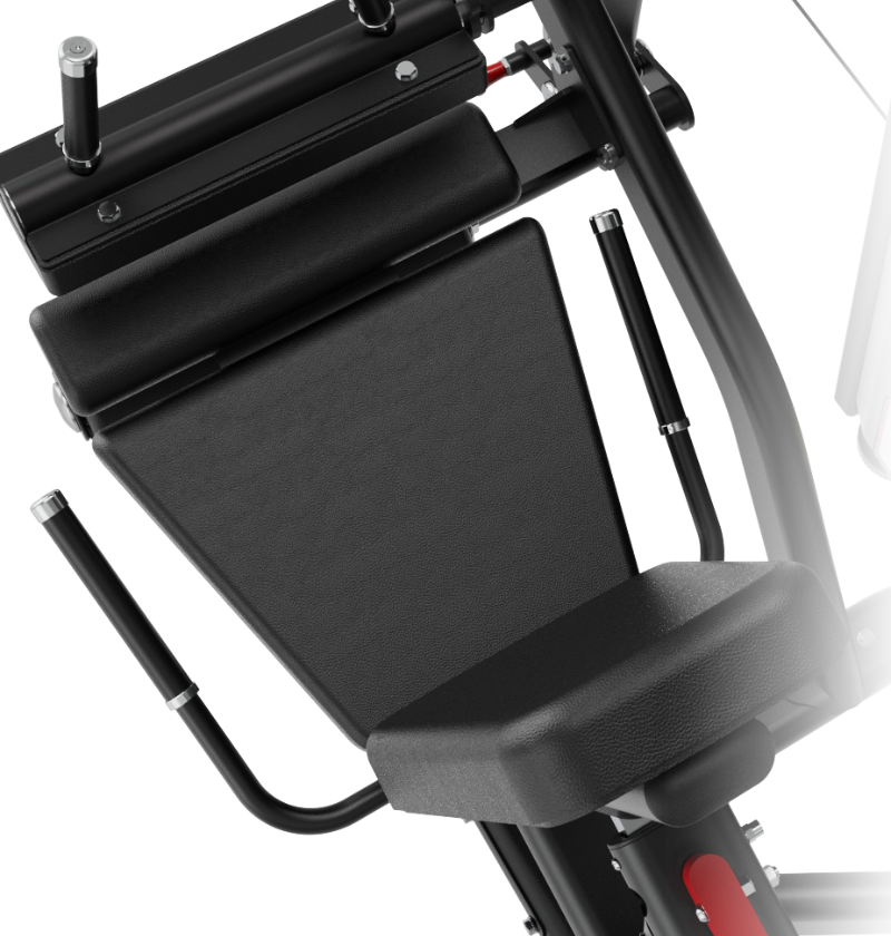 SA037 leg curl/extension black selectorized workout machine displayed on a white background