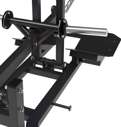 Belt Squat Black Plate Loaded Gym Equipment Displayed on a White Background 