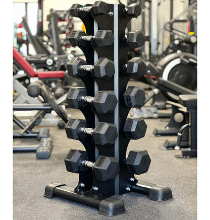 5-30lbs vertical dumbbell rack in a gym setting