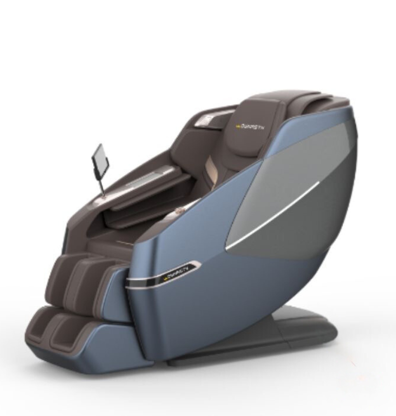 A sleek massage chair intended for home use, offering comfort and various massage options for enhanced relaxation.