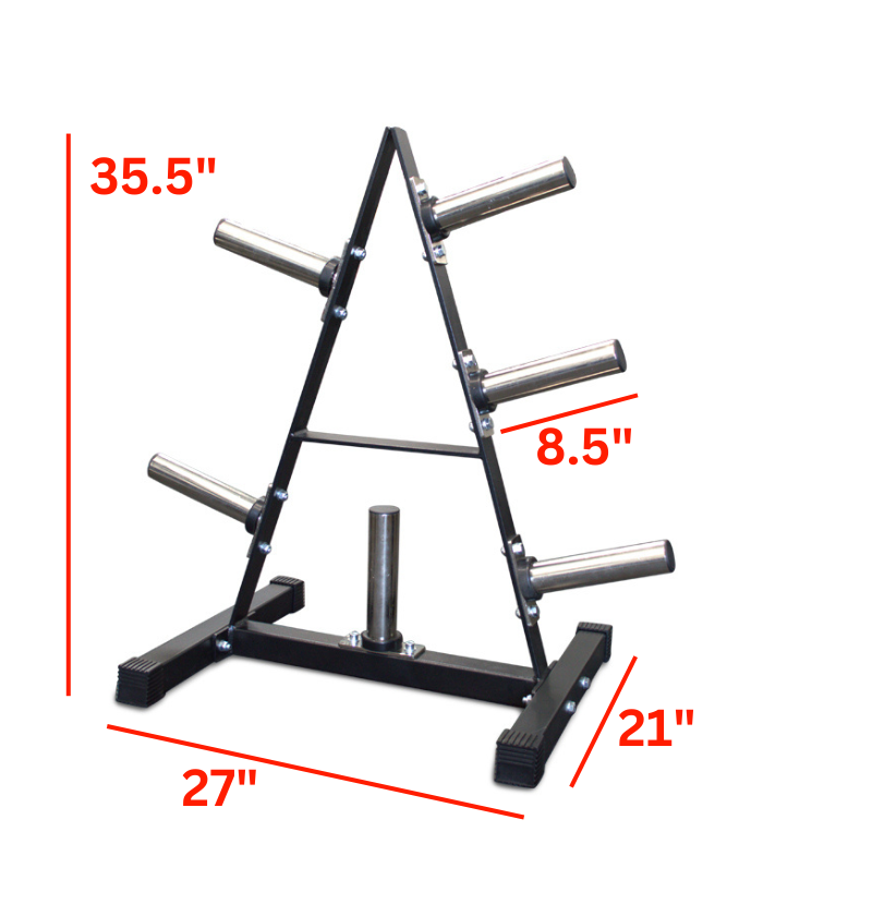 A Frame Bumper Plate Rack with labeled dimensions 