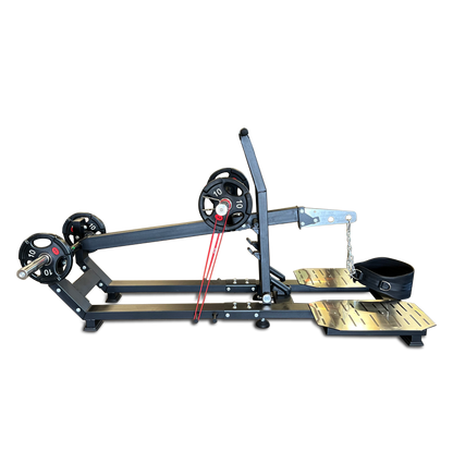 Belt squat machine with band pegs