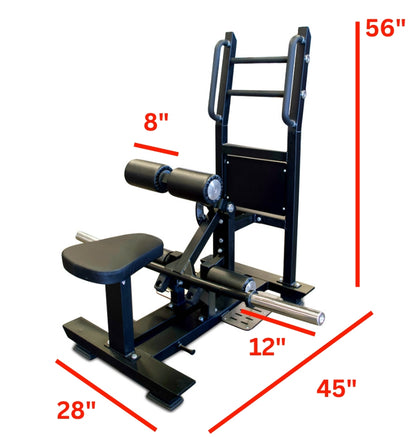 Standing Hip Thrust with measurements on white background