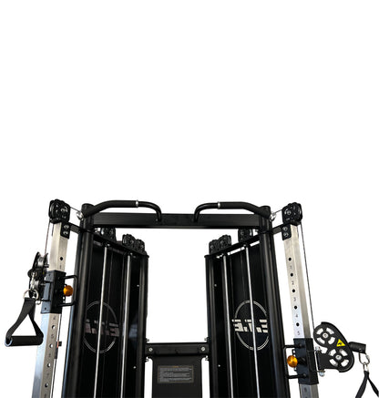 Body Solid Power Station with Functional Trainer Space Saver PL7346, showcasing various fitness equipment on its frame.
