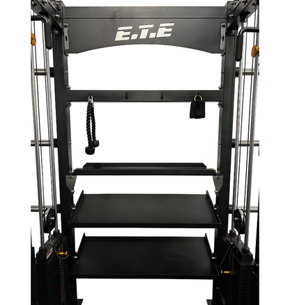 Size specifications of the All-in-1 Half Rack with Functional Trainer, highlighting its features for fitness enthusiasts.