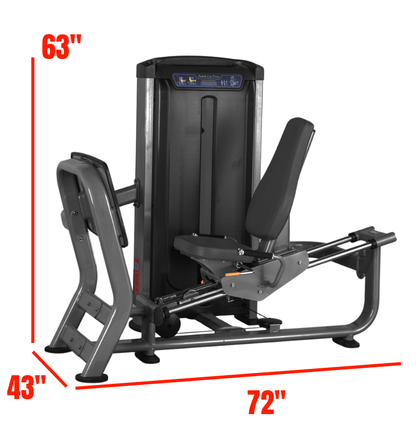 Seated Leg Press with labeled dimensions 