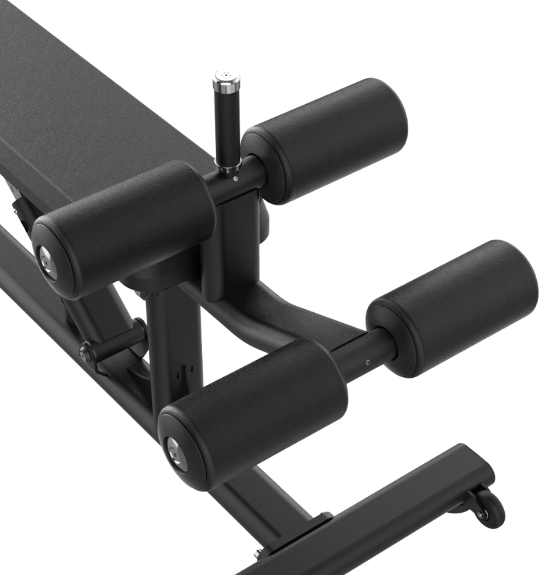 Black adjustable decline bench on a white background