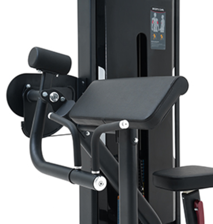 Bicep Curl Black Selectorized Gym Equipment Close Up