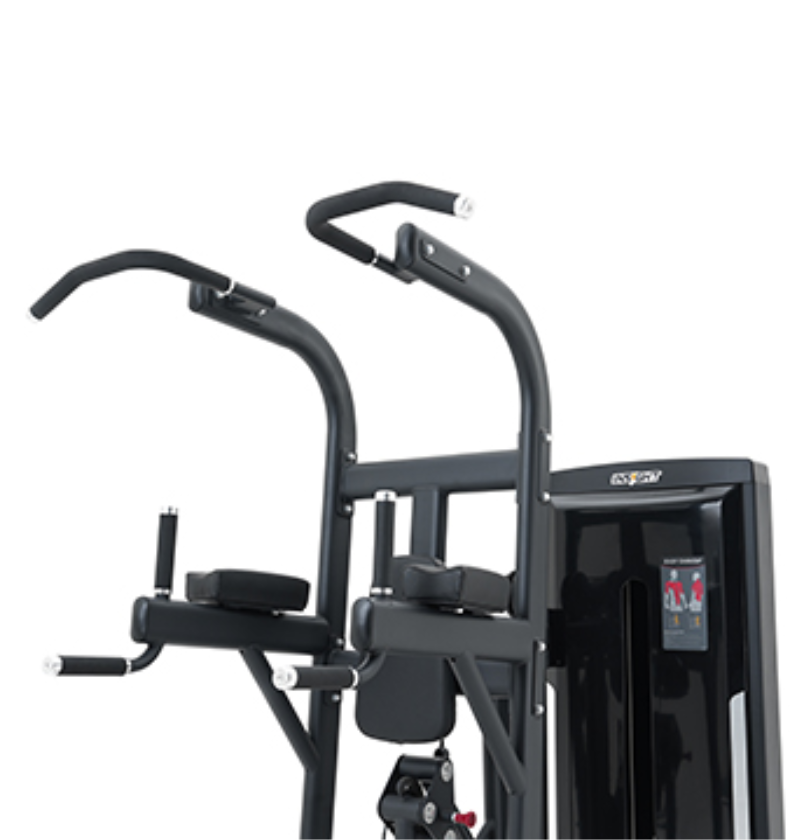 Assisted Chin Dip Black Selectorized Gym Equipment Close Up Handles 
