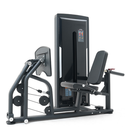 Seated Leg Press Black Selectorized Gym Equipment Displayed on a White Background 