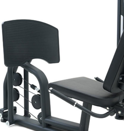 Seated Leg Press Black Selectorized Gym Equipment Close Up Footplate 