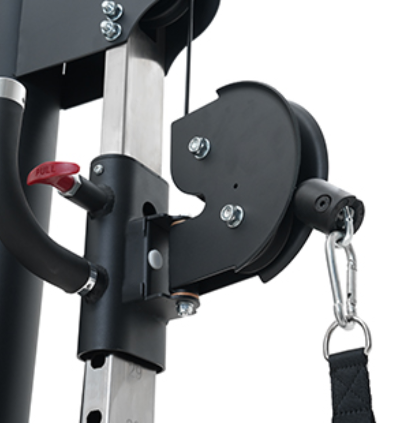 Dual Adjustable Pulley Black Selectorized Gym equipment Displayed on a White Background 