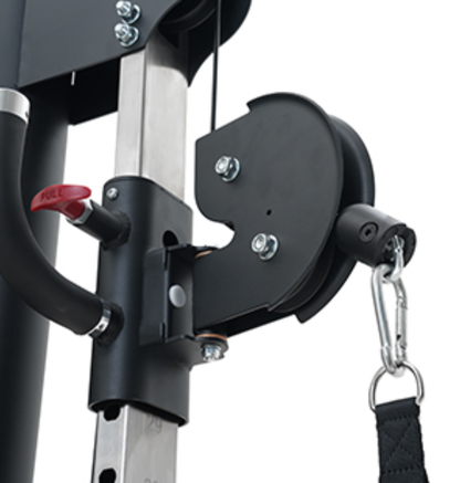 Dual Adjustable Pulley Black Selectorized Gym equipment Displayed on a White Background 