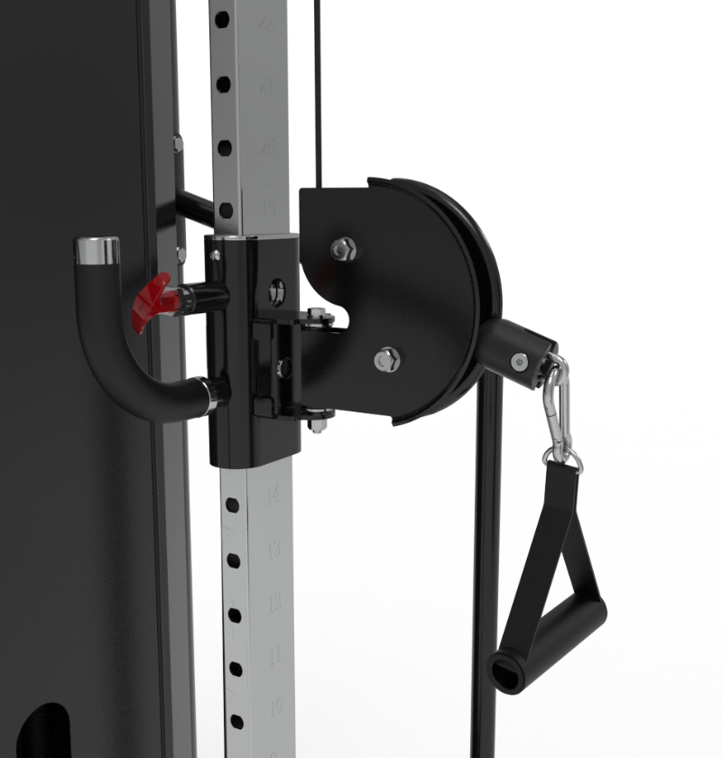 Crossover Cables Black Selectorized Gym Equipment Close Up Pulley Handle