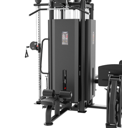 4 Stack Multi Station Black Gym Equipment Displayed on a White Background 