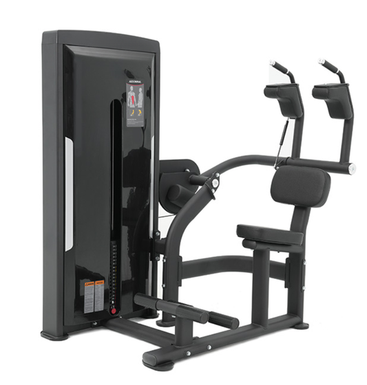 Abdominal Crunch Black Selectorized Gym Equipment Display on a White Background 