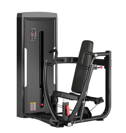 Iso Chest Press Black Selectorized Gym Equipment Displayed on a White Background 