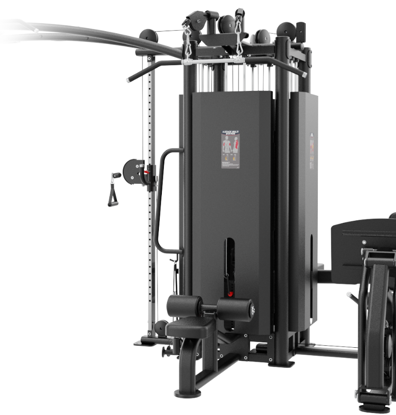 5 Stack Multi Station Black Gym Equipment Close Up