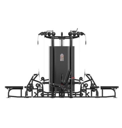 8 Stack Multi Station Black Gym Equipment Displayed on White Background 