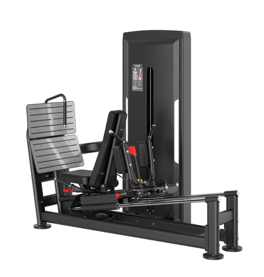 Leg Press Hack Squat Black Selectorized Exercise Machine Gym Equipment Displayed on White Background 