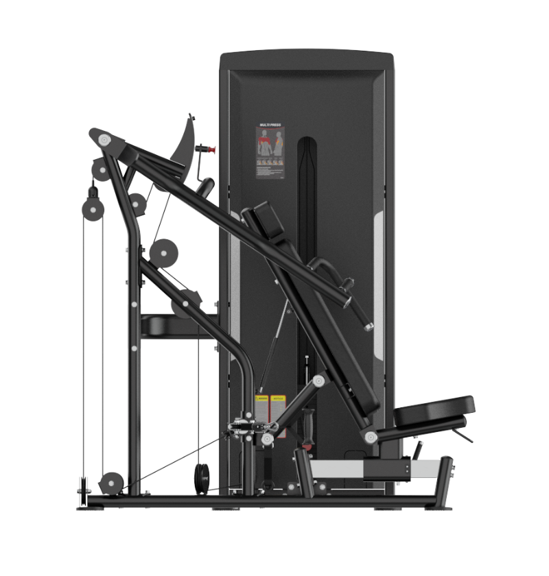 Multi Press Black Selectorized Exercise Machine Gym Equipment Displayed on White Background 