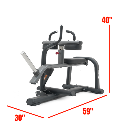 Seated Calf Raise labeled with dimensions 