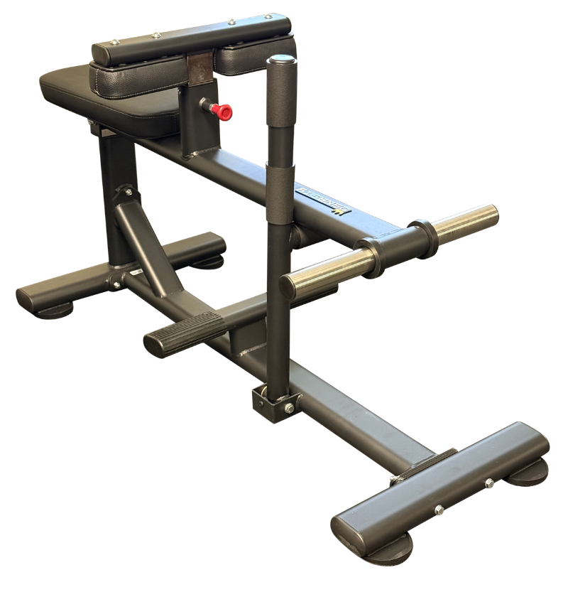 A black plate loaded seated calf machine shown on a plain white background.