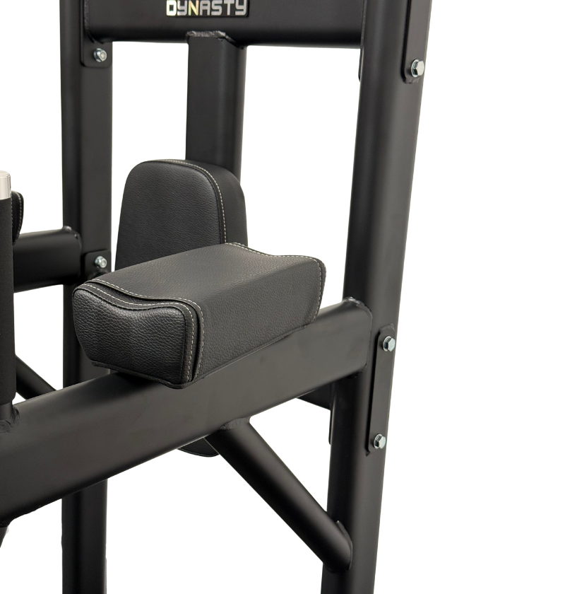DR008 VKR Chin Dip Stand black workout equipment close up padded arms displayed on a white background 