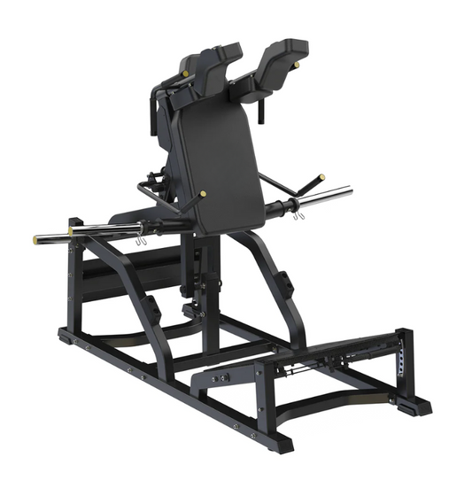 V Squat Black Plate Loaded Gym Equipment Displayed on a White Background 