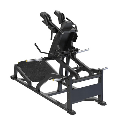 V Squat Black Plate Loaded Gym Equipment Displayed on a White Background 