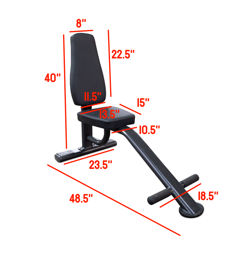Triceps Seat with Footrest with labeled dimensions 