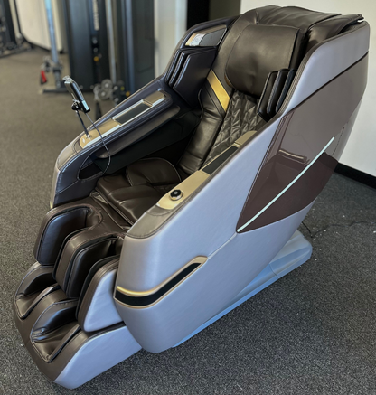 A massage chair positioned centrally in a spacious room, inviting relaxation and comfort.