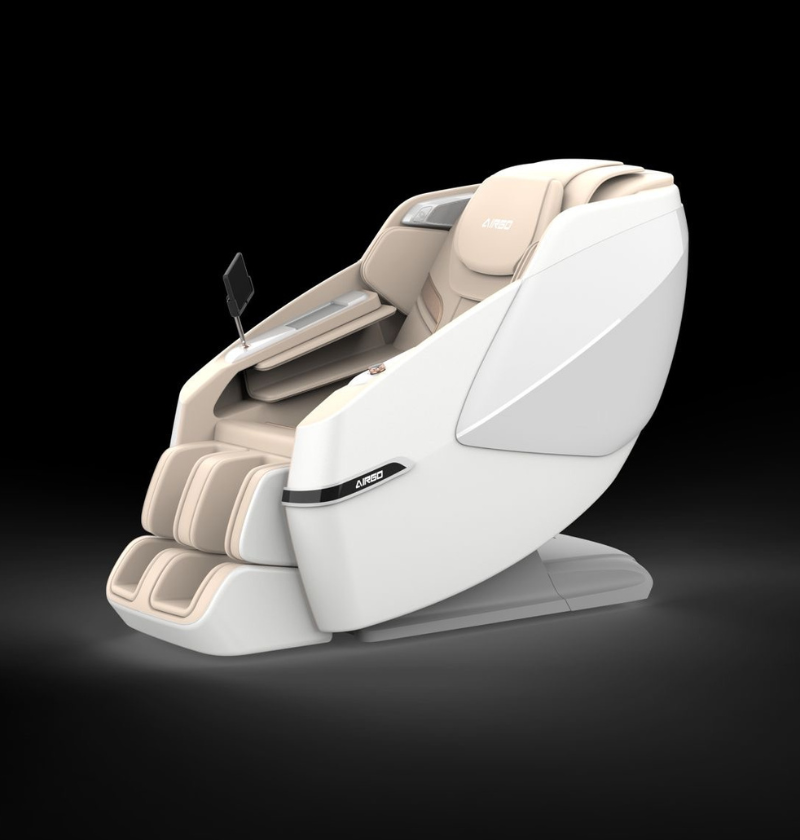 A sleek massage chair intended for home use, offering various massage options to enhance comfort and relaxation.