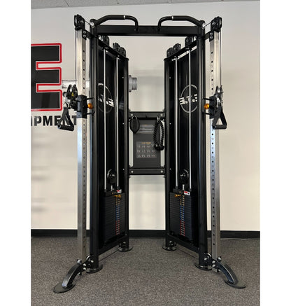 All-in-one gym equipment designed for commercial use, showcasing functional trainers for versatile workouts.