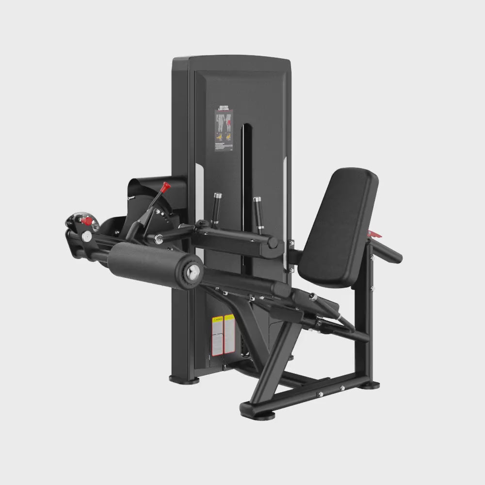Leg Curl Black Selectorized Gym Equipment Display Video 360
