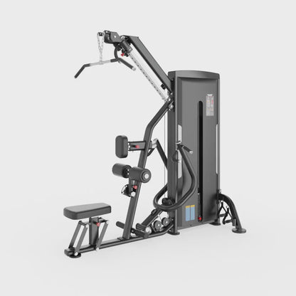 Multi Pulldown Row Black Selectorized Exercise Machine Gym Equipment Display Video 