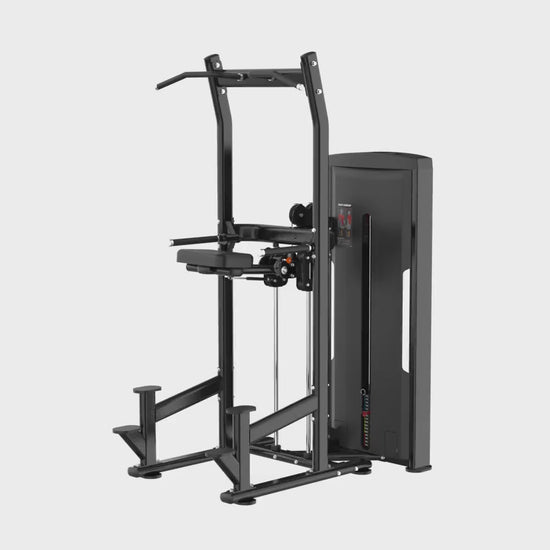 Chin Dip Black Selectorized Gym Equipment Display Video 360