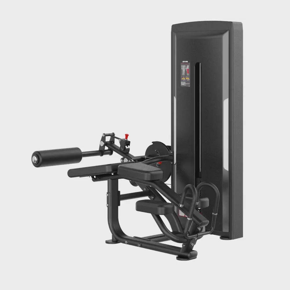 Prone Leg Curl Black Selectorized Gym Equipment Display Video 
