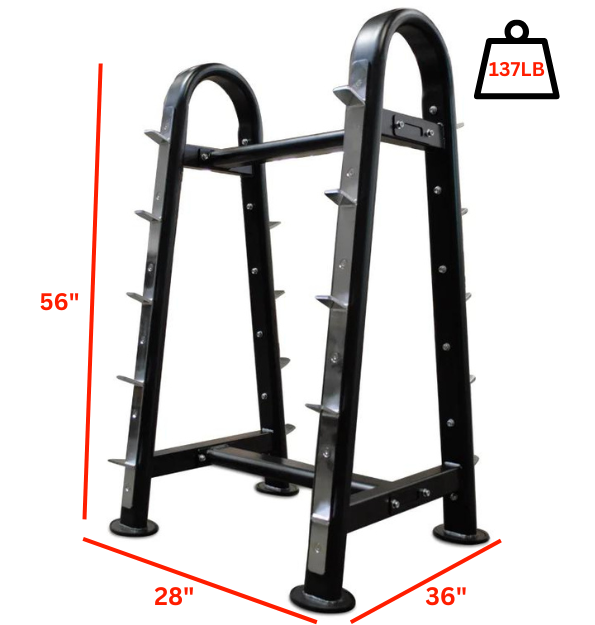 10 Curl Bar Rack with labeled dimensions 