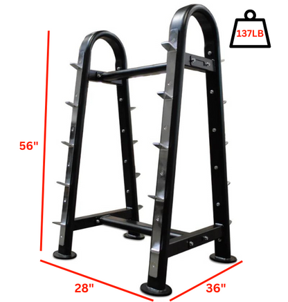 10 Curl Bar Rack with labeled dimensions 
