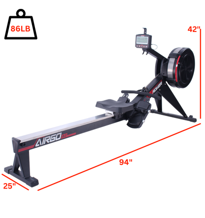 AirGo Rower with labeled dimensions 