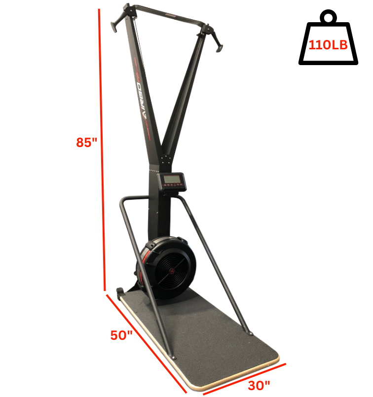 AirGo Ski Trainer labeled with dimensions 