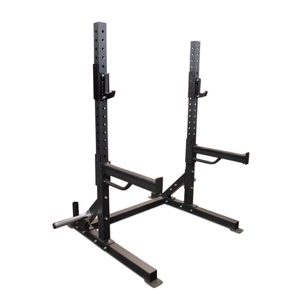 A squat rack with two legs, labeled '6' Basic Squat Rack', set against a plain white background.