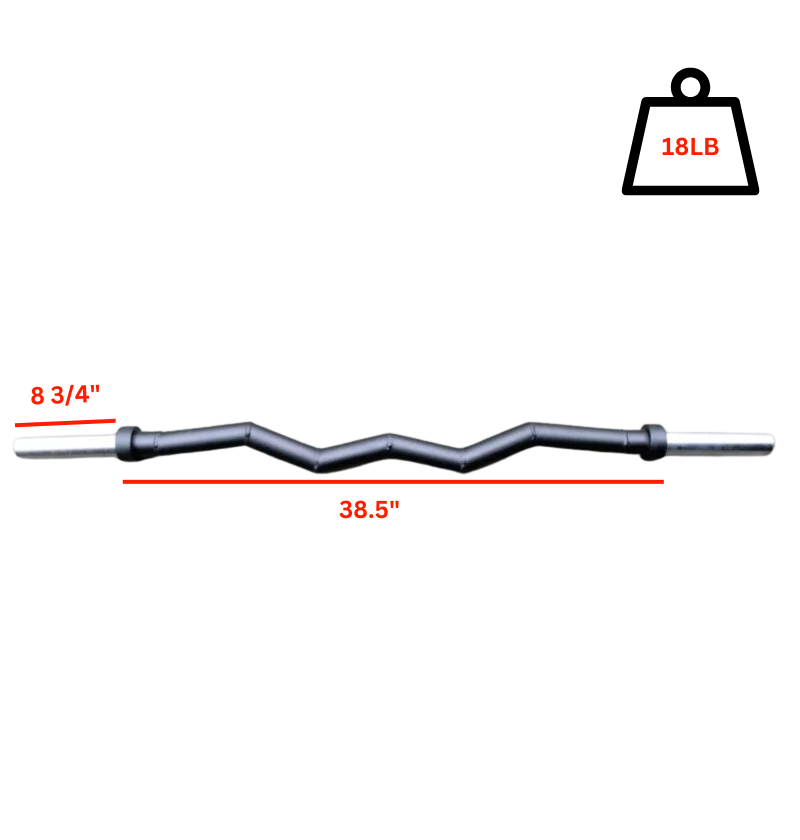 Fat Curl Bar with dimensions 