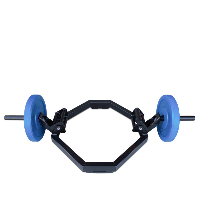 Elite Revolving Handle Hex Bar with blue weights