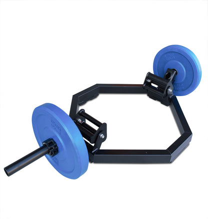 Elite Revolving Handle Hex Bar with blue weights