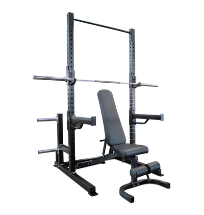 Deluxe Squat Rack with bench press and bar