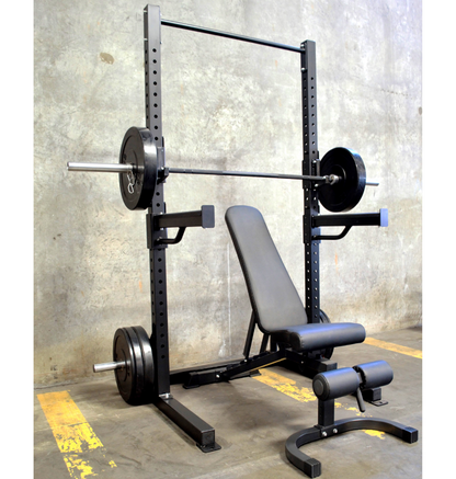 An image showcasing a basic squat rack package deal from E.T.E.