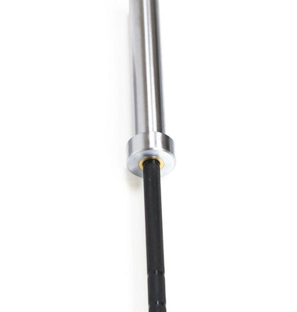 Metal Olympic bar with a black handle, labeled Women's Olympic Bar Pro 190kpsi, 25mm, on a white background.