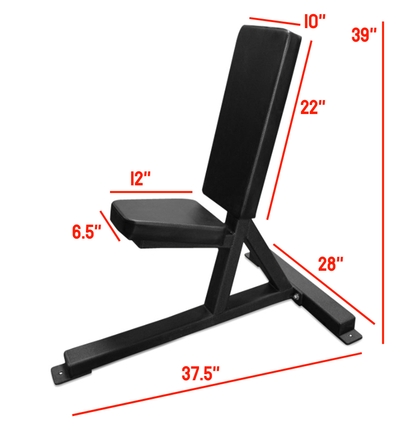 Tricep Seat with labeled dimensions 